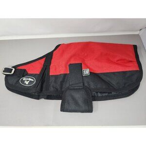 Badger Tuff Small Dog Coat Jacket Red Black With Adjustable Buckle & Belly Strap